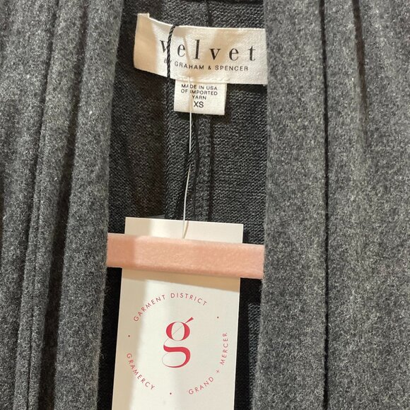 NWT $194 Velvet Graham & Spencer Draped Cardigan Charcoal Grey XS Anthropologie - Picture 4 of 7